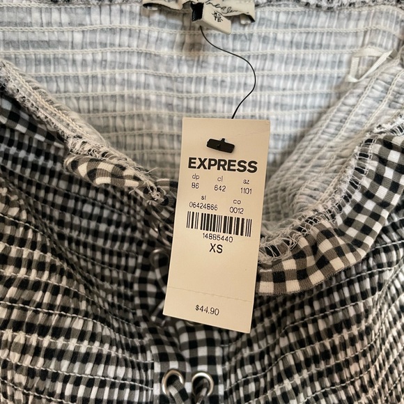 Express Black and White Strapless Top - Picture 6 of 7